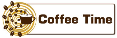 Coffee Time concept image with text and coffee related symbols.