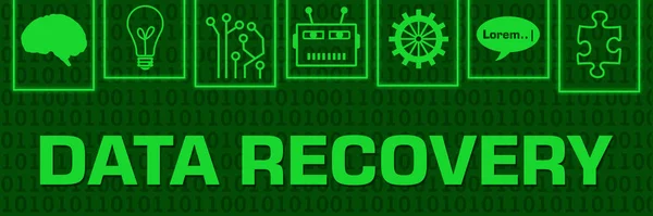 Data Recovery concept image with text and technology symbols.