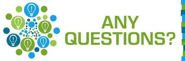 Any Questions Concept Image Text Bulb Symbols — Zdjęcie stockowe