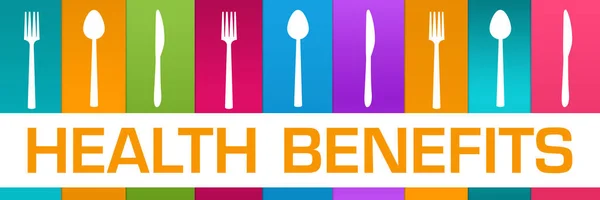 Health Benefits Concept Image Text Spoon Fork Knife Symbols — Fotografia de Stock