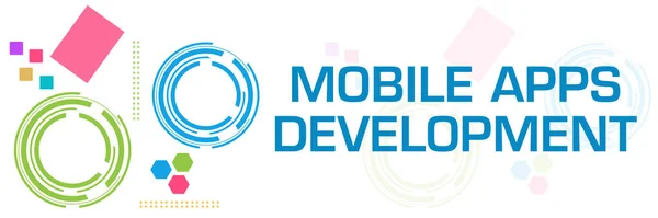 Mobile apps development text written over colorful background.