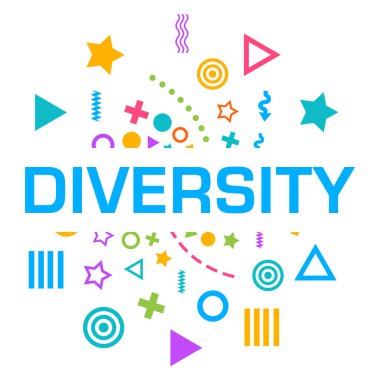 Renkli arkaplan üzerine yazılmış çeşitlilik metni.