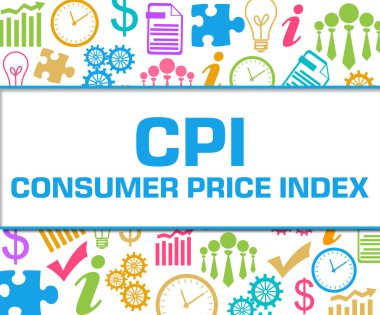 CPI - consumer price index text written over colorful blue background.
