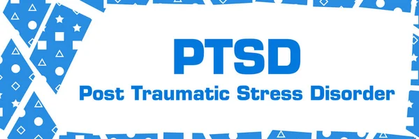 PTSD - Post Traumatic Stress Disorder text written over blue background.