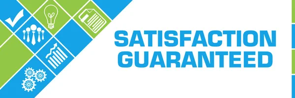 Satisfaction Guaranteed Text Written Blue Green Background — Stock Photo, Image