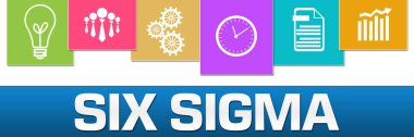Six sigma text written over colorful background.