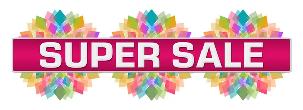 Super sale text written over pink colorful background.