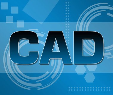 CAD - Computer Aided Design text written over blue background.