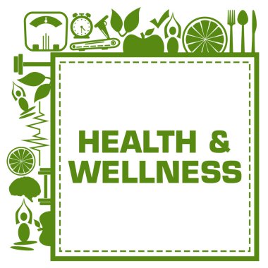 Metin ve sağlık sembolleriyle Sağlık ve Sağlık konsepti imajı.