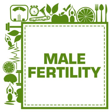 Metin ve sağlık sembollü erkek doğurganlık kavramı.
