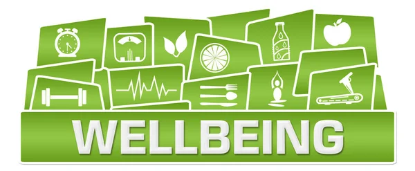 Wellness Konzeptbild Mit Text Und Gesundheitssymbolen — Stockfoto