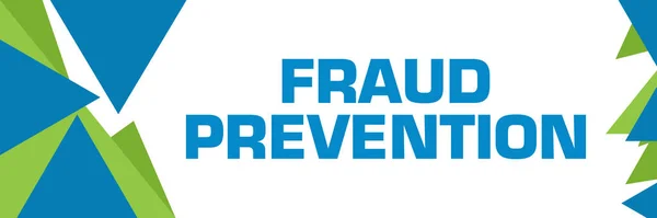 Fraud prevention text written over blue green background.