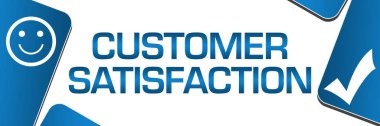 Metin ve ilgili sembollerle müşteri memnuniyeti konsepti resmi.