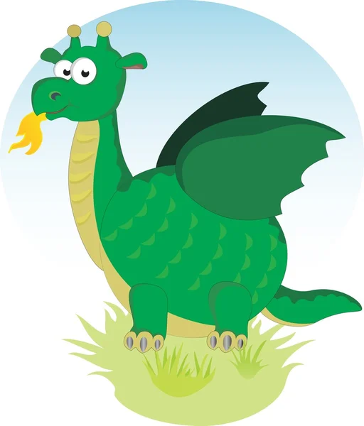 Un dragón de dibujos animados — Vector de stock