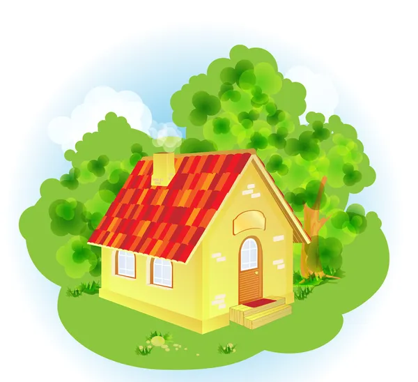 A cute cartoon country house — Stock Vector