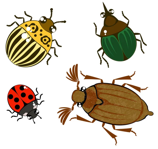 A set of cute cartoon insects — Stock Vector