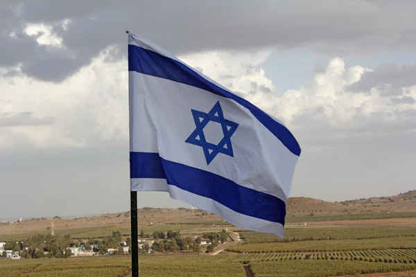 Israelisk flagga Golanhöjderna — Stockfoto