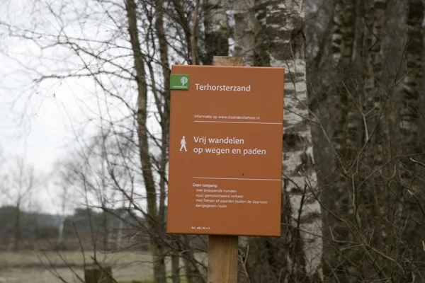 Zugangstafel zum Natur terhorsterzand, Niederlande — Stockfoto