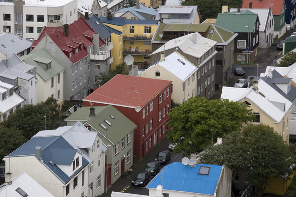 View on the roofs of houses in Reykjav�k, Iceland