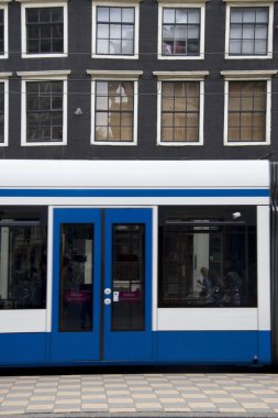 tramvay ve mansion, amsterdam, Hollanda