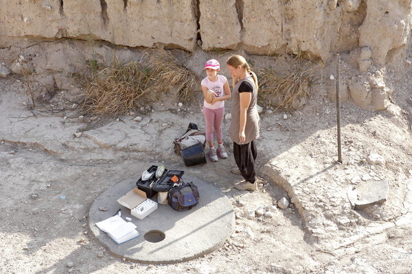 Excavating at the archaeological site Megiddo, Israel