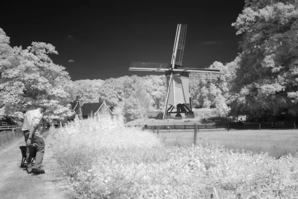 Infrared photo of windmill — Stock Photo, Image