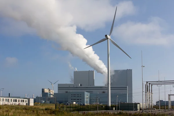 Eemshavenu, Nizozemsko: 29 července 2014 - infračervené fotografie rostlin a větrný mlýn v groninge — Stock fotografie