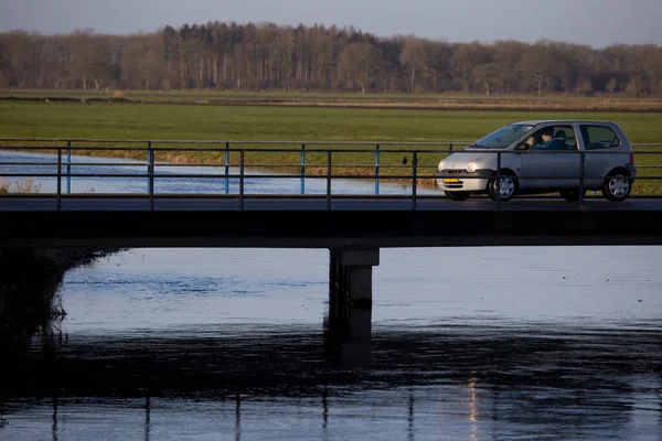 Dwingelderveld Pays Bas Février 2022 Pont Dessus Ruisseau Dwingelerstroom Dwingelderveld — Photo