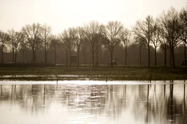 2022年2月23日 オランダ ドインゲルフェルトのAutobaan N855 Holtlandの高水 — ストック写真