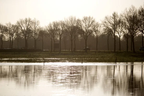 Dwingelderveld Países Baixos Fevereiro 2022 Águas Altas Autobaan N855 Holtland — Fotografia de Stock