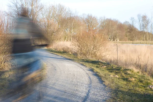 Dwingelderveld Nizozemsko Března 2022 Večer Cyklista Nizozemském Dwingelderveldu — Stock fotografie