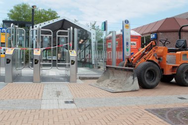 Hoogeveen, Hollanda - 17 Mayıs 2022: Hoogeveen, Hollanda 'da Prorail tarafından yapılan tren rayları