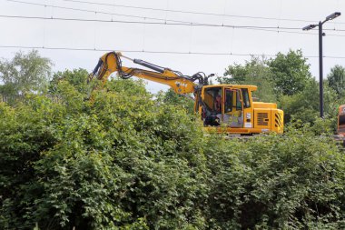 Hoogeveen, Hollanda - 17 Mayıs 2022: Hoogeveen, Hollanda 'da Prorail tarafından yapılan tren rayları