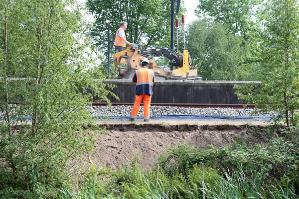 Hoogeveen Países Baixos Maio 2022 Trem Track Work Prorail Hoogeveen — Fotografia de Stock