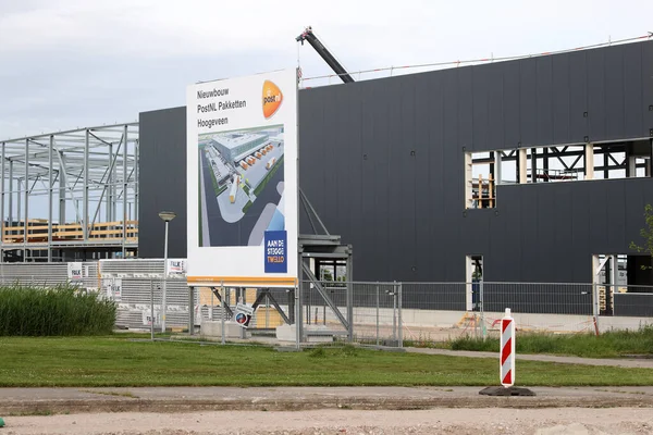 Hoogeveen Nederland Juni 2022 Informatiebord Nieuwbouw Sorteercentrum Postnl Industrieterrein Hoogeveen — Stockfoto