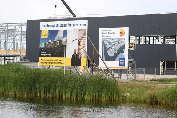 Hoogeveen Juni 2022 Informatiebord Nieuwbouw Sorteercentrum Postnl Boven Traprenovatie Industrieterrein — Stockfoto