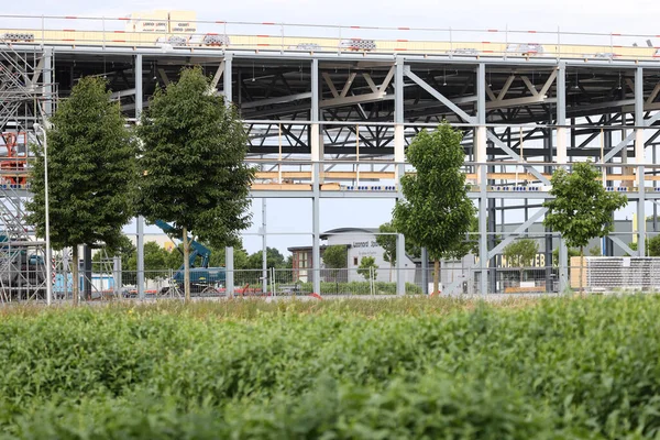 Hoogeveen Nederland Juni 2022 Informatiebord Nieuwbouw Sorteercentrum Postnl Industrieterrein Hoogeveen — Stockfoto