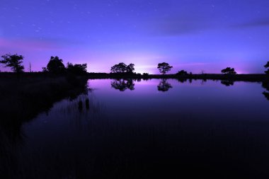 Hollanda, Dwingelderveld 'den yıldızlı gökyüzü ile gece çekimi