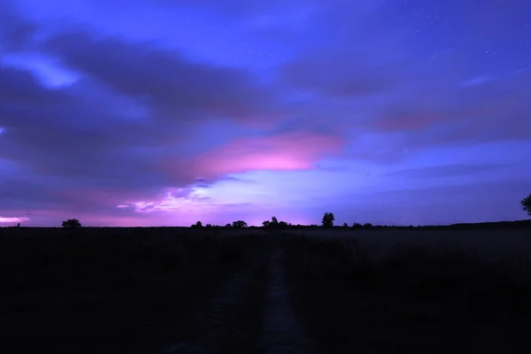 Tournage Nocturne Avec Ciel Étoilé Dwingelderveld Pays Bas — Photo