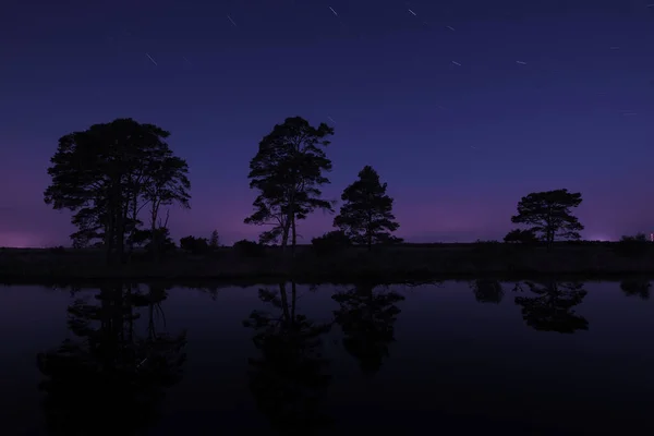 Night Photo Starry Sky Peat Pool Dwingelderveld Netherland — Photo