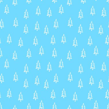 Noel ağacı desensiz. El çizimi orman geçmişi. Geçmiş tatil ambalaj kağıdı. Vektör monokrom deseni.