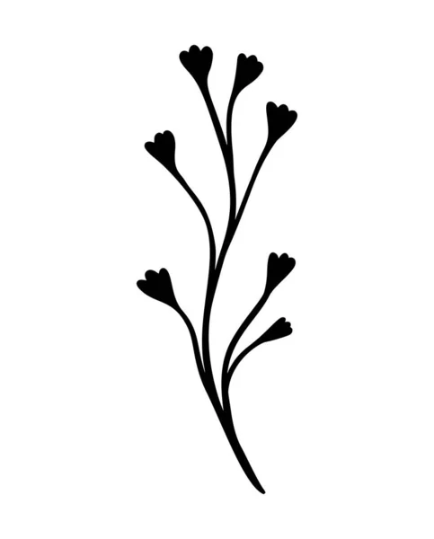 Illustration des Eukalyptusblattes. Floraler handgezeichneter Zweig, lineares Element. Boho elegante Blätter isoliert auf weißem Hintergrund. Eukalyptus-Blattsilhouette, Linienkunst. Gekritzeltes Gras — Stockvektor