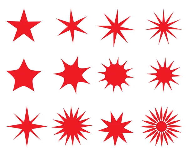 Σύνολο Κόκκινο Αστέρι Ήλιο Σχήμα Πώληση Αυτοκόλλητα Προωθητικά Κολλώδεις Σημειώσεις — Διανυσματικό Αρχείο