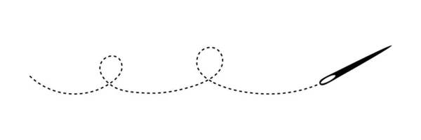 針と点線の糸のシルエットのアイコンベクトルイラスト — ストックベクタ