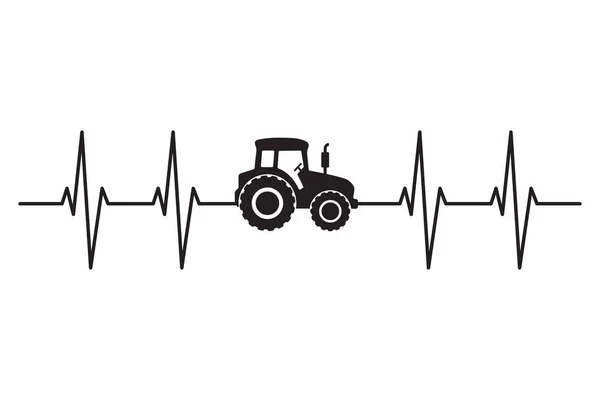 Traktor Szívverés Ekg Traktor Farm Szívverés — Stock Vector