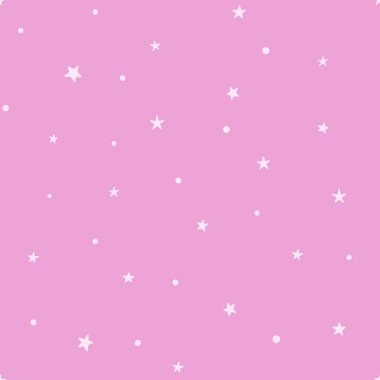 Pembe arka planda kaotik noktalar ve yıldızlar olan kusursuz bir desen. Vektör hipster arkaplanı.