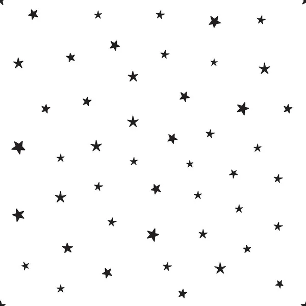 Stjärnklotter Sömlös Bakgrund Med Stjärnor Handritad Illustration — Stock vektor