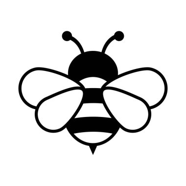 Bal arısı ikonu. Böcek karakteri. Çizgi film uçan arı. Beyaz arkaplanda izole edilmiş vektör.