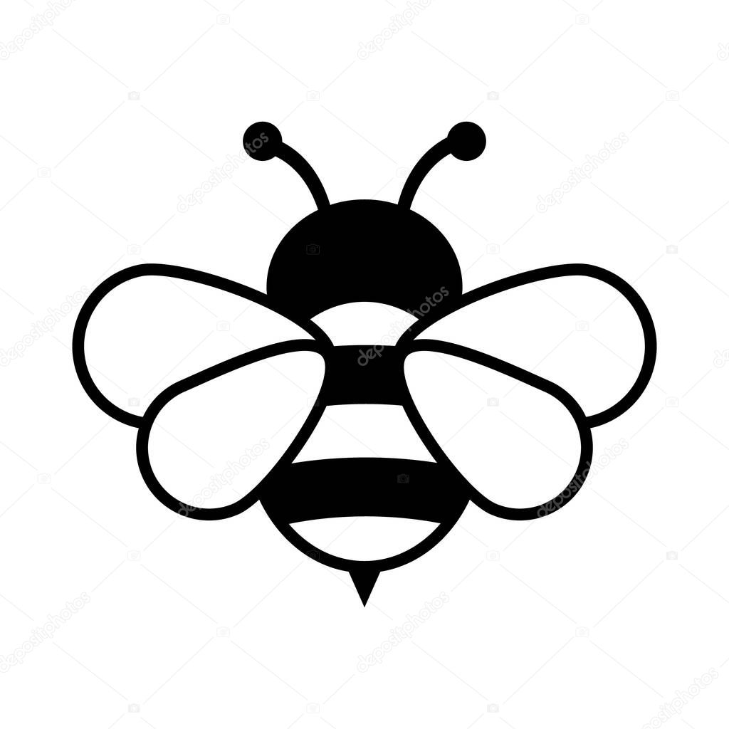 Honey Bee icon. Insect character. Cartoon flying bee. Vector isolated on white background.