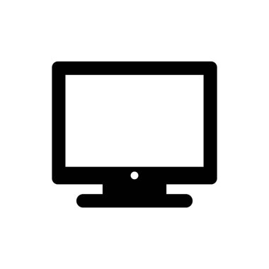 Boş ekran simgesi ile bilgisayar monitörü. Vektör masaüstü bilgisayar simgesi, TV vektör simgesi.